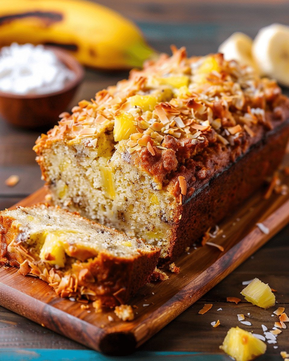 Hawaiian Banana Bread with Coconut and Pineapple