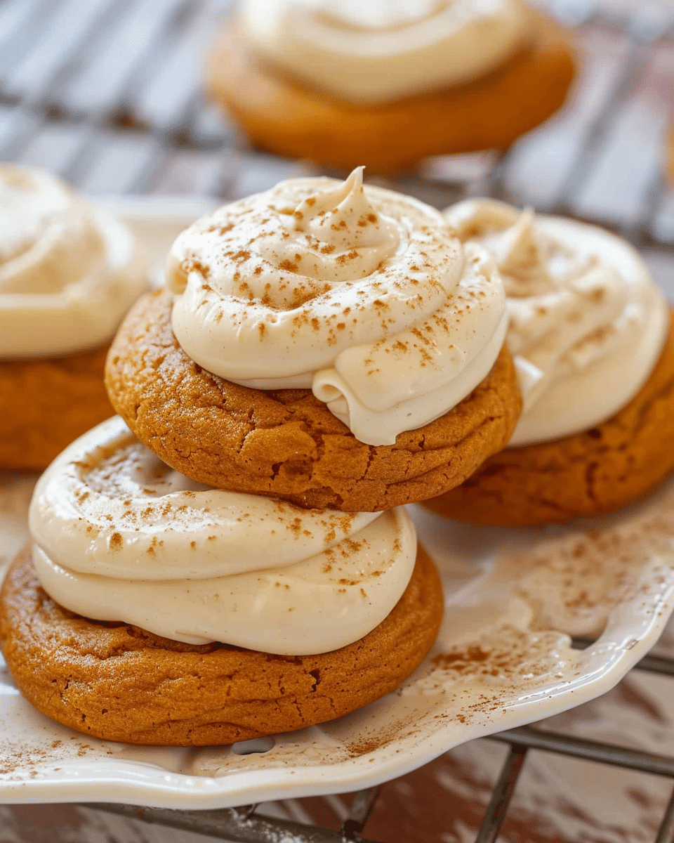 Soft Pumpkin Cookies with Cream Cheese Frosting
