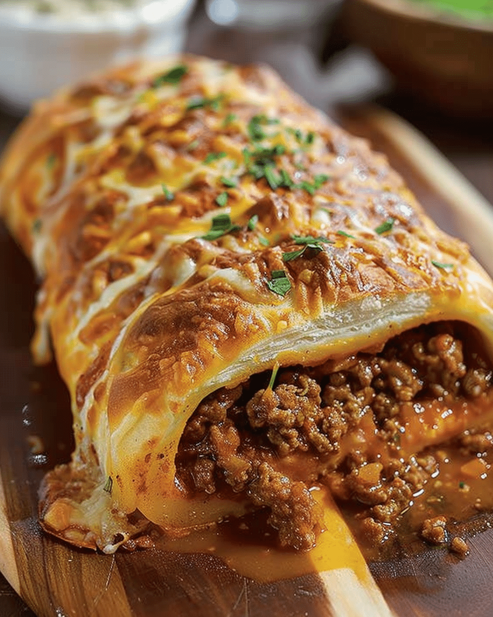 Cheesy Sloppy Joe Stromboli