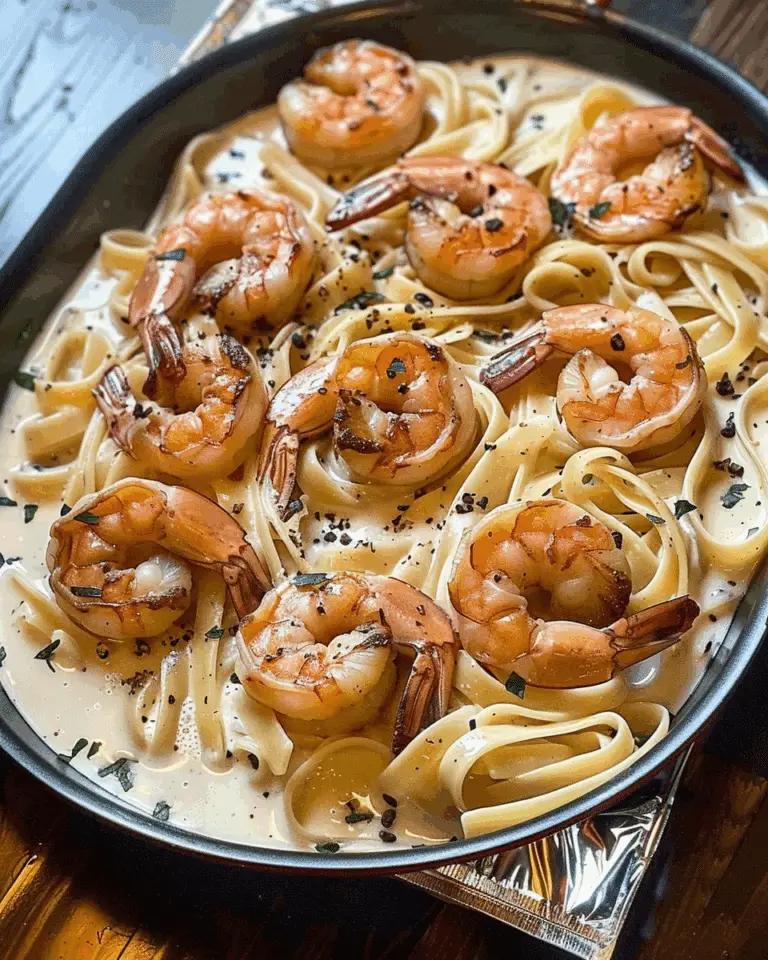 One Pan Shrimp Fettuccine Alfredo