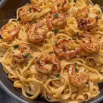 One Pan Shrimp Fettuccine Alfredo