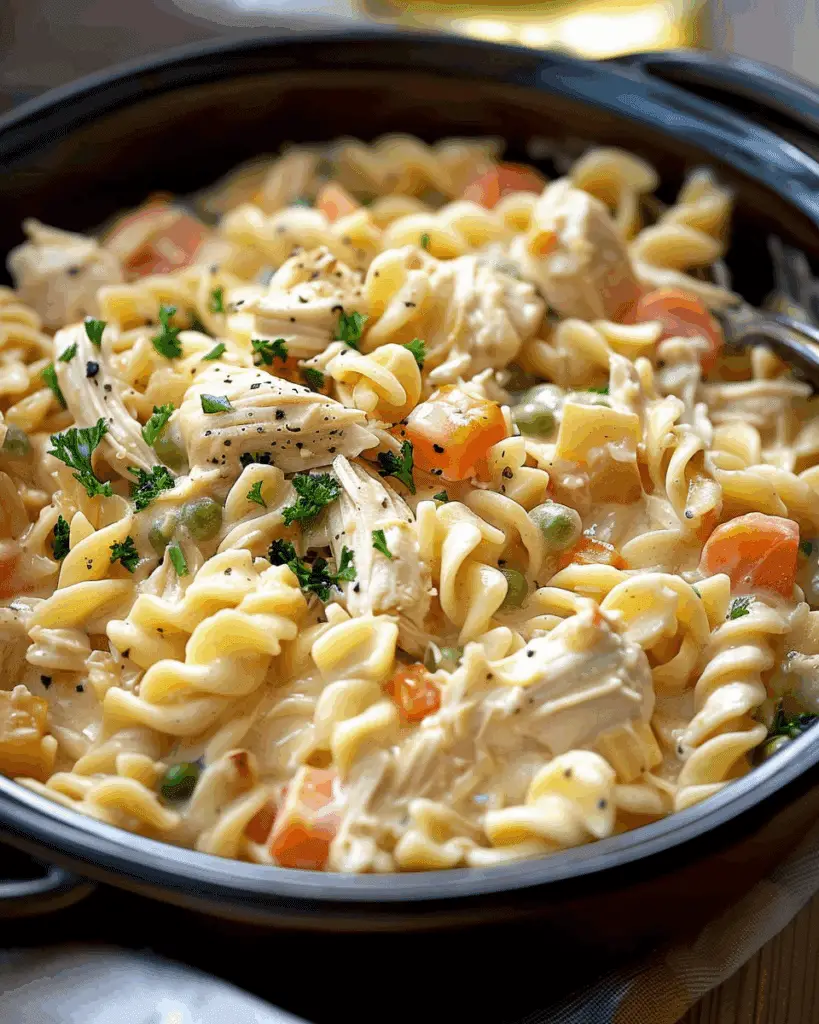 Slow Cooker Chicken Pot Pie Pasta