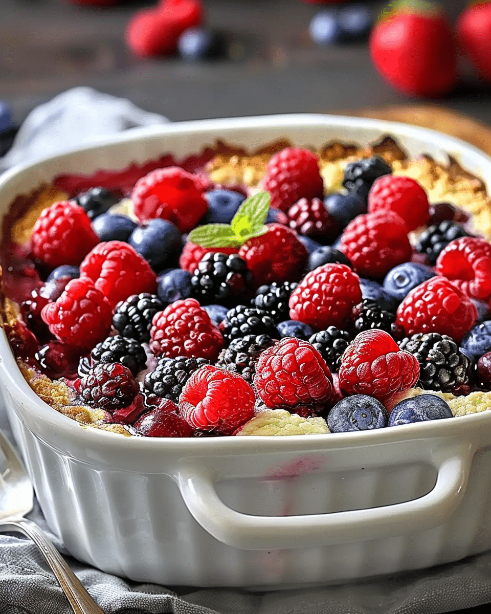 High Protein Berry Bake