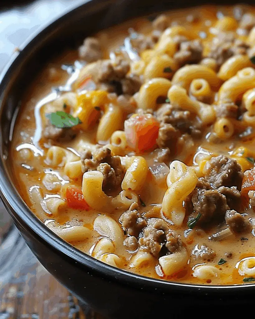 One-Pot Macaroni Cheeseburger Soup