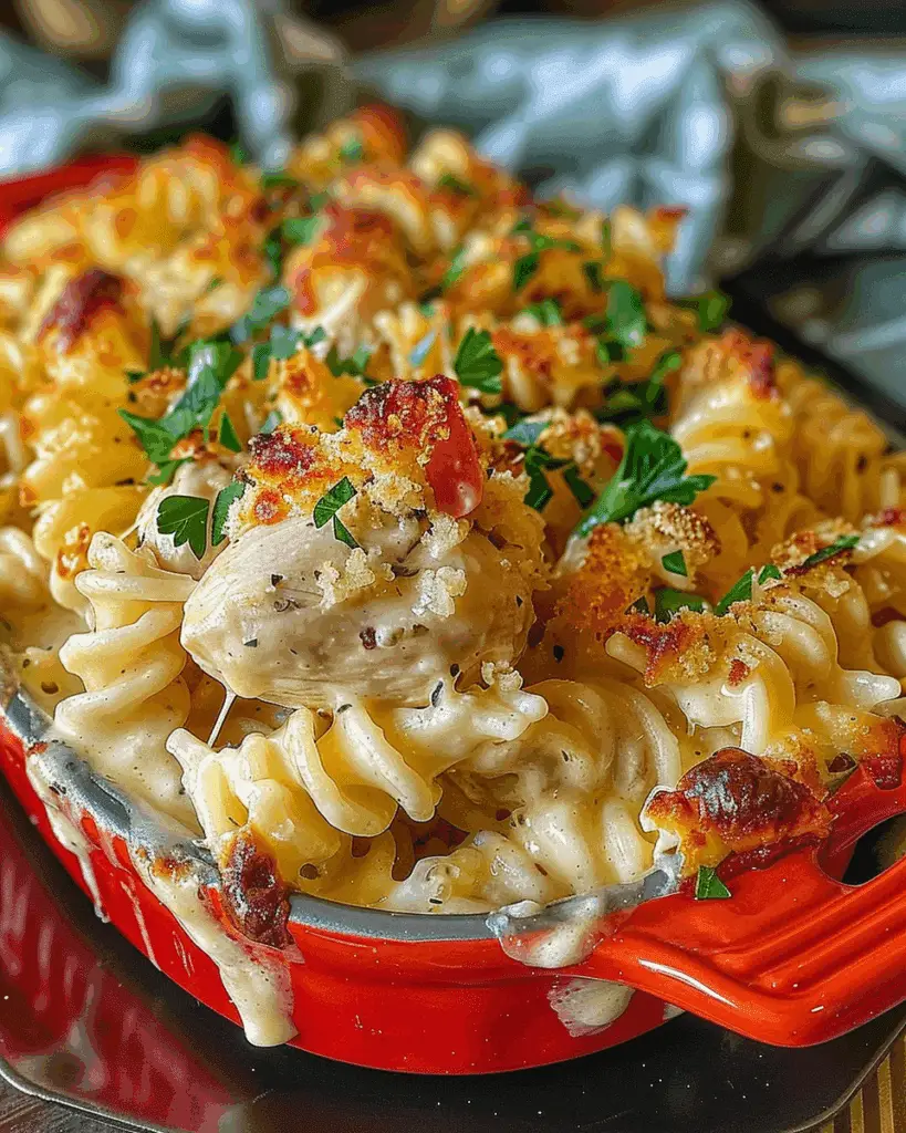 Garlic Parmesan Chicken Pasta Bake