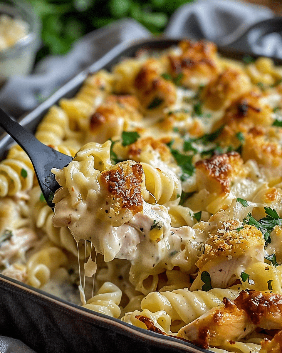 Garlic Parmesan Chicken Pasta Bake
