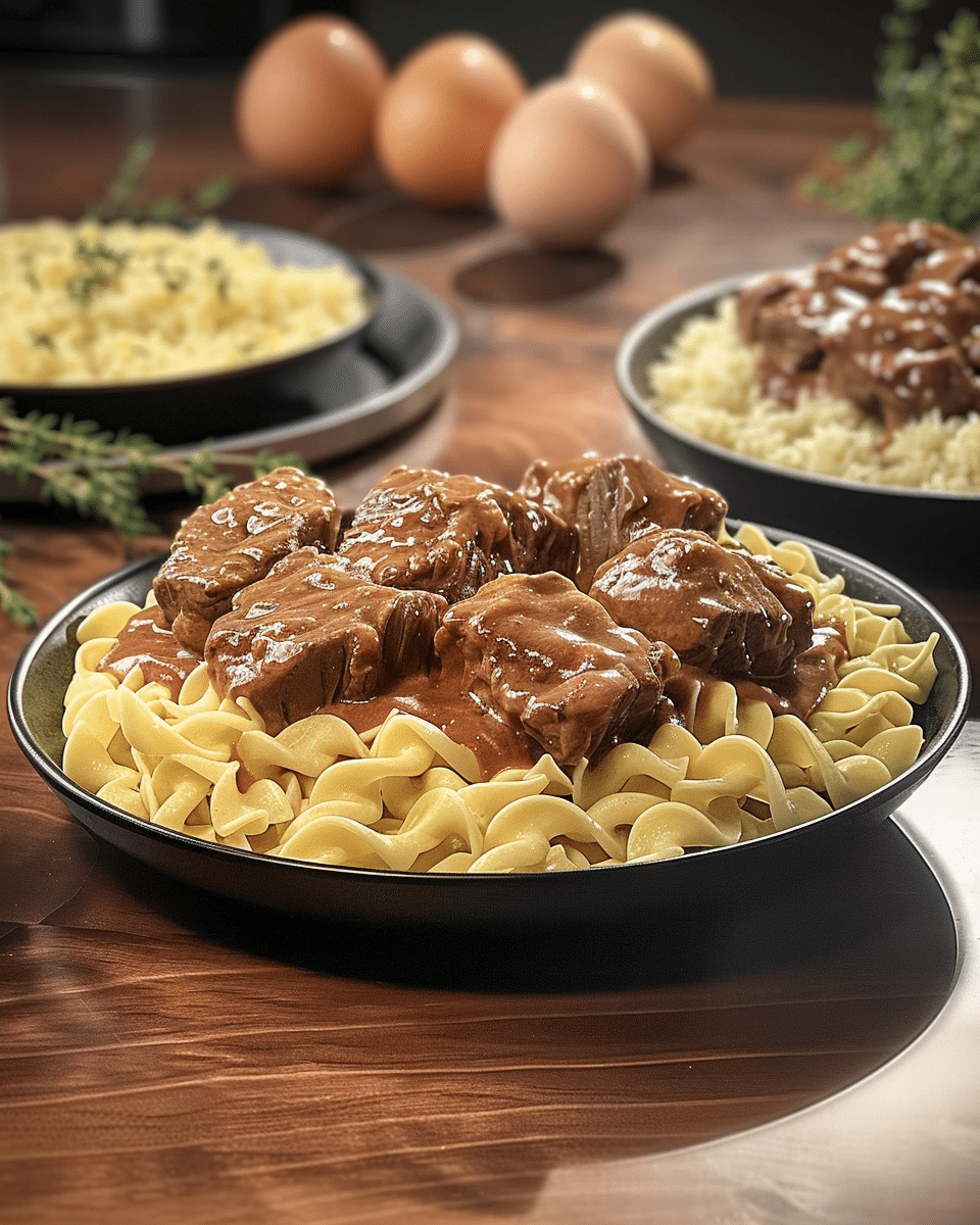 Creamy Beef Tips with Egg Noodles