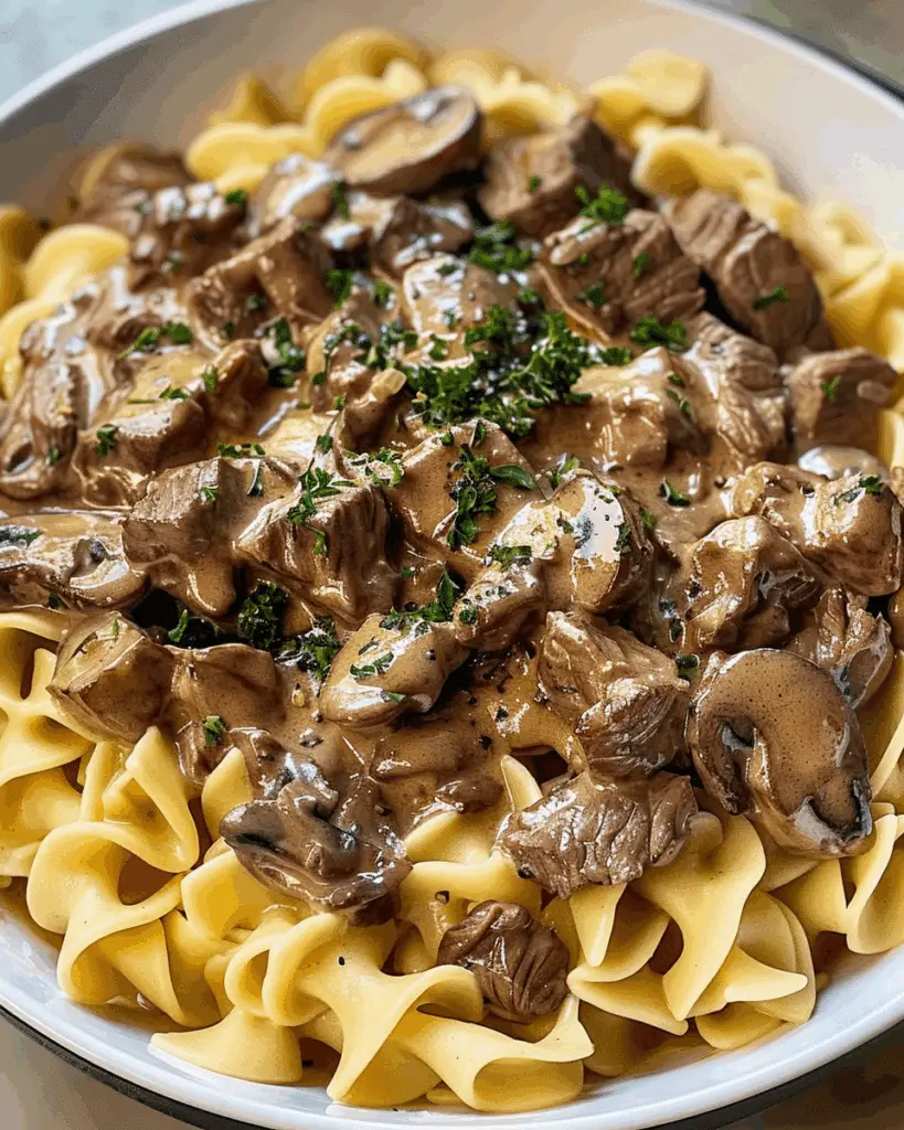 Creamy Beef Tips with Egg Noodles