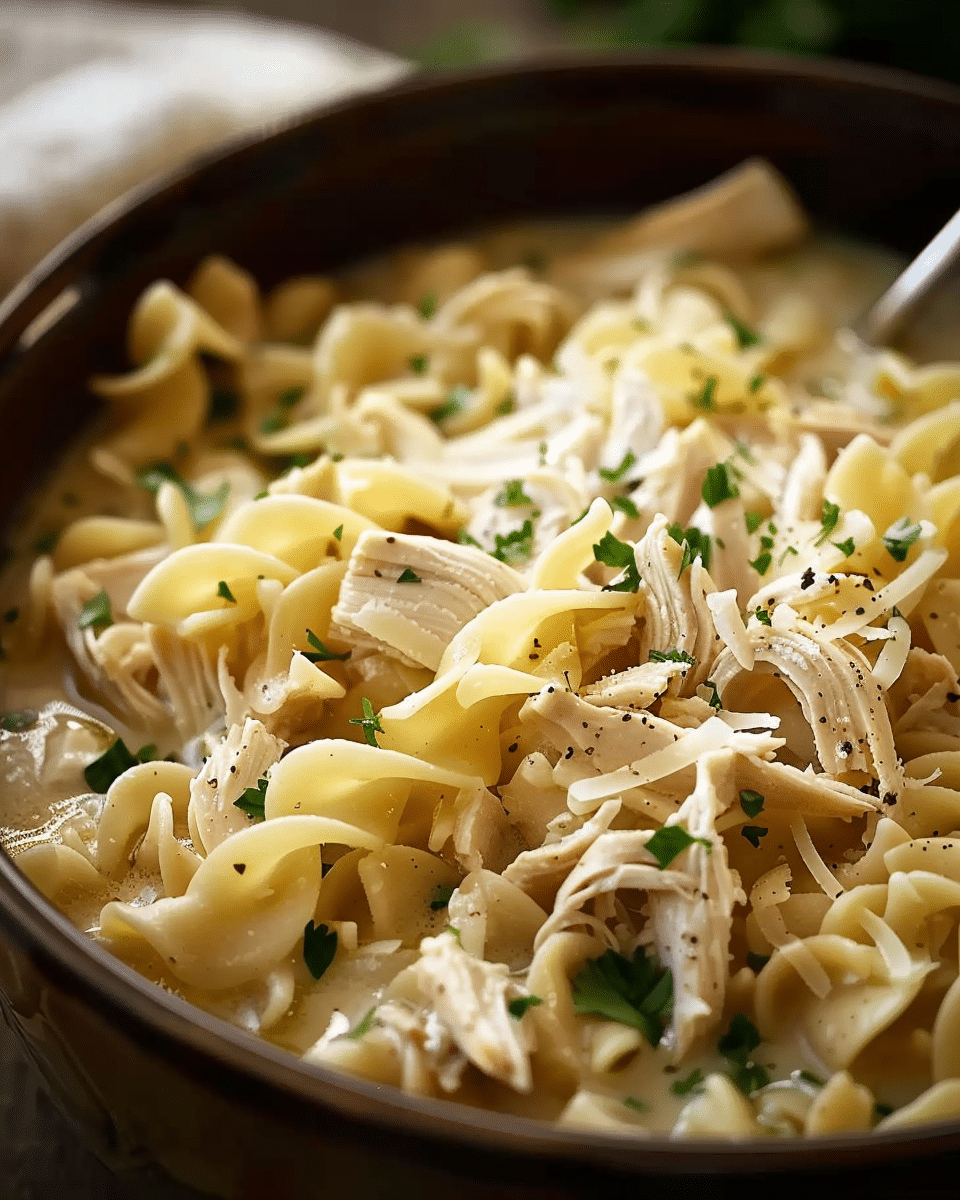 Slow Cooker Amish Chicken and Noodles