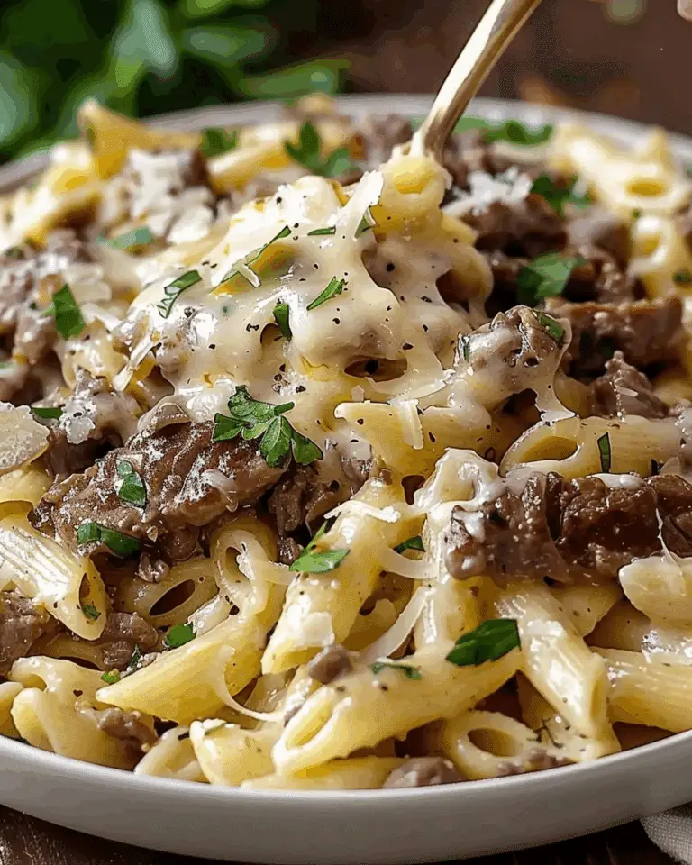 Philly Cheesesteak Pasta Delight