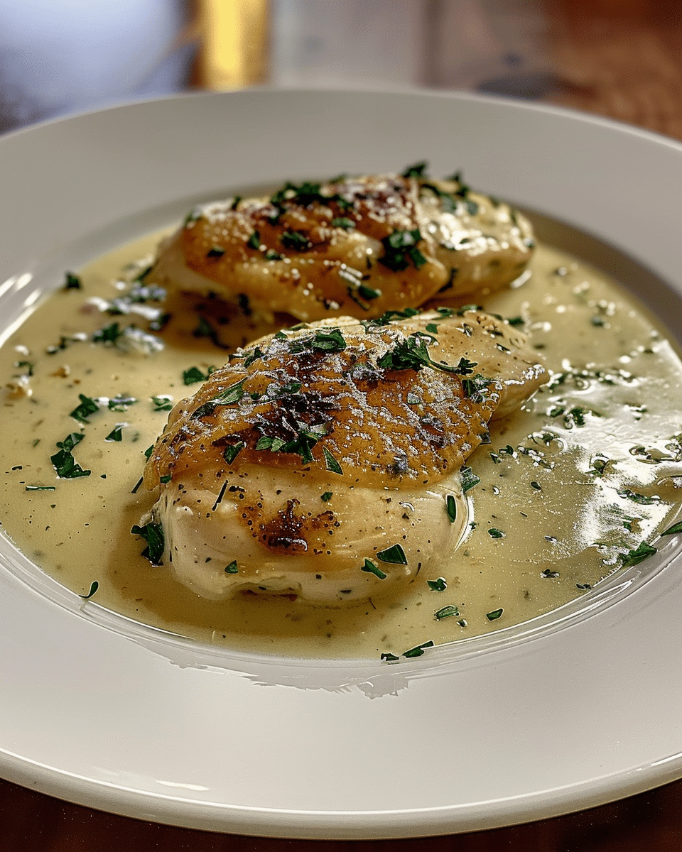 Chicken in Boursin Sauce with Garlic & Fine Herbs