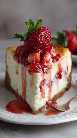 Homemade Strawberry Shortcake Cheesecake