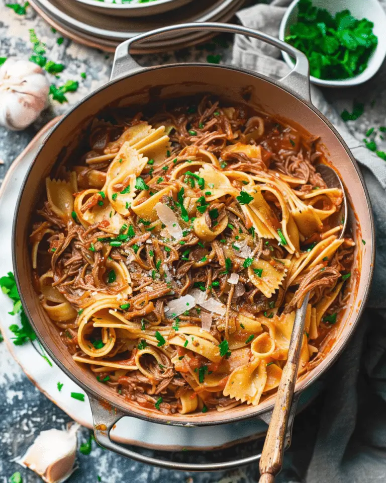 Slow Cooked Shredded Beef Ragu Pasta