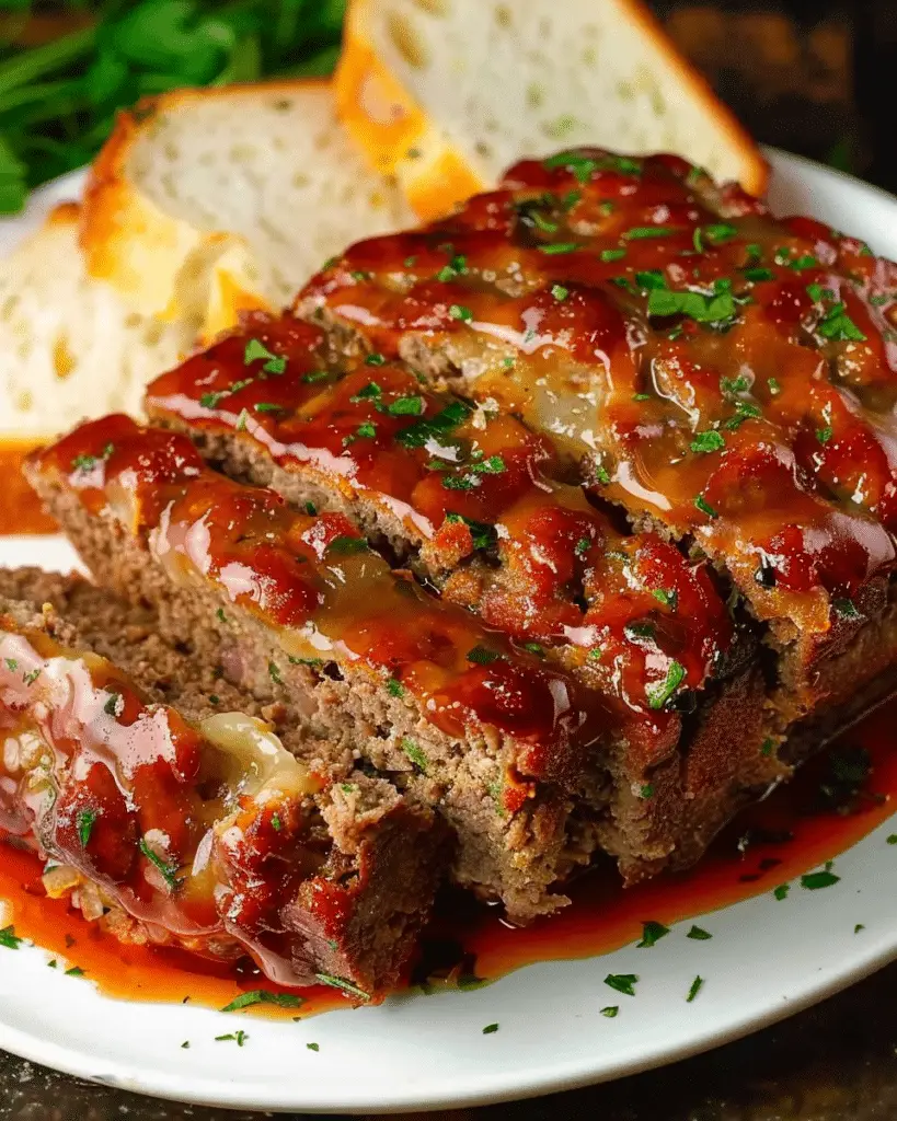 Classic Glazed Meatloaf with Cheesy Garlic Bread