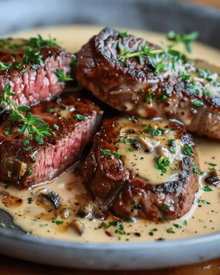 French Seared Steak with Cognac Cream Sauce