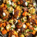 Sheet Pan Moroccan Chicken with Sweet Potatoes & Cauliflower