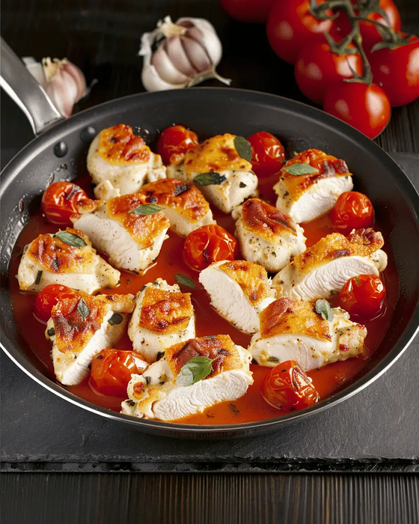 Cheesy Garlic Tomato Chicken