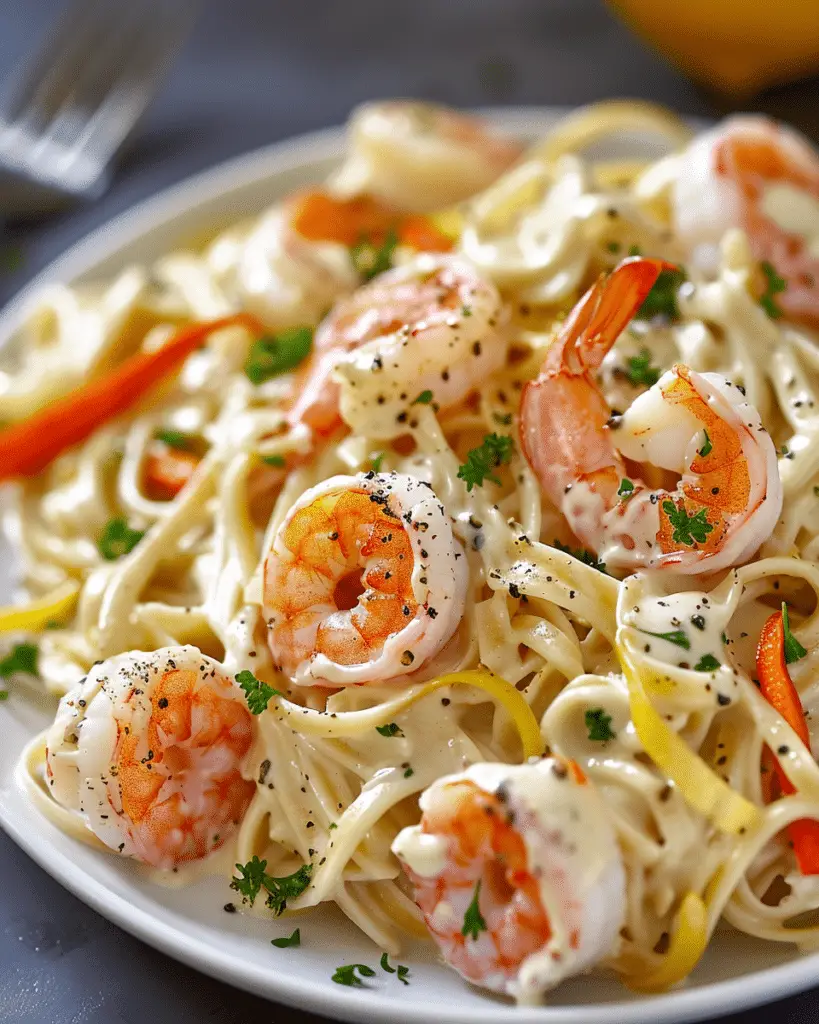 Angel Kiss Creamy Lemon Shrimp Linguine