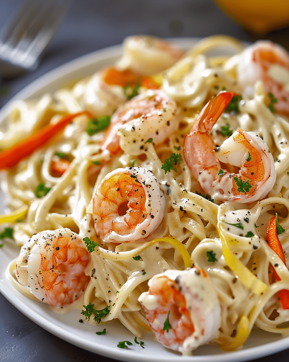 Angel Kiss Creamy Lemon Shrimp Linguine
