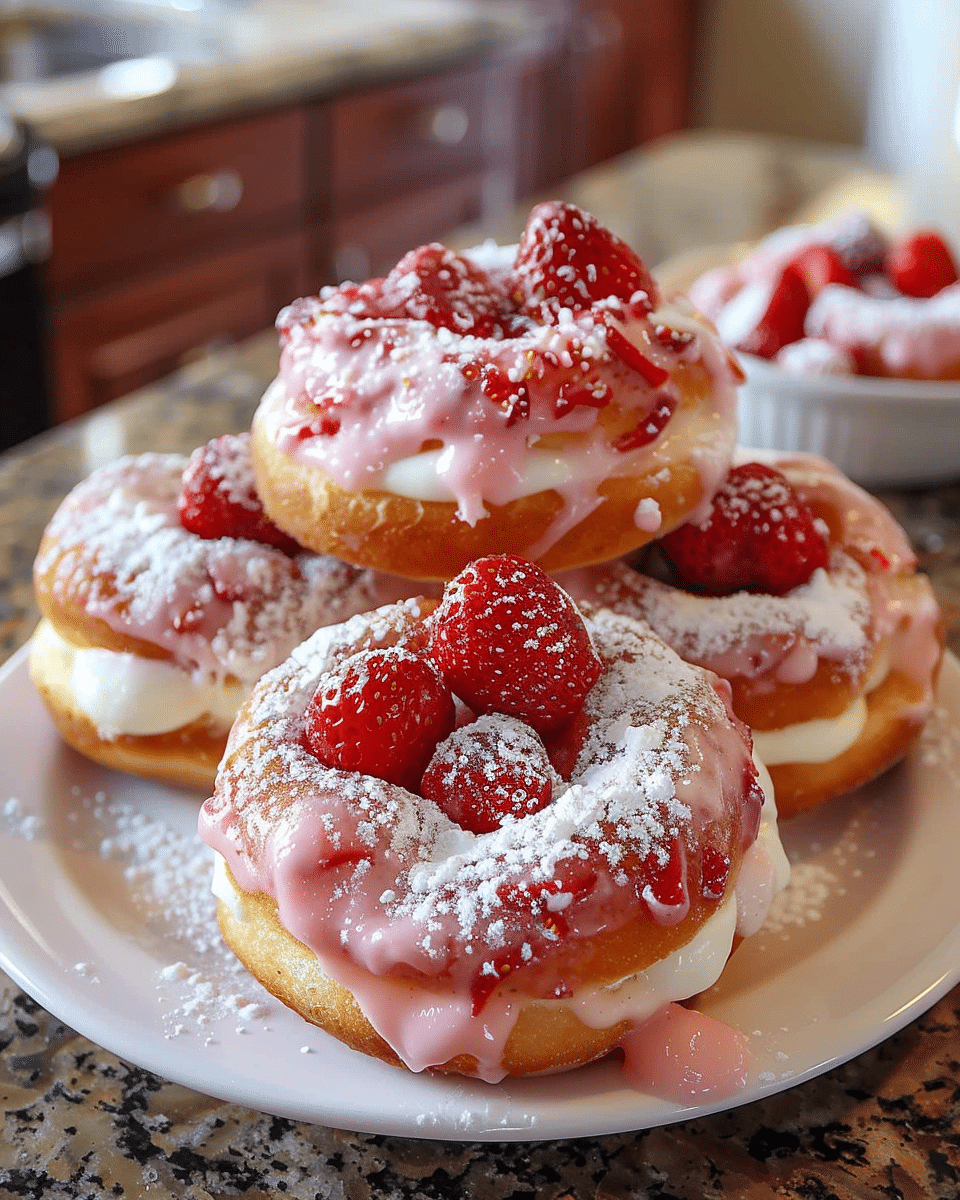 Strawberry Cheesecake Stuffed Donuts
