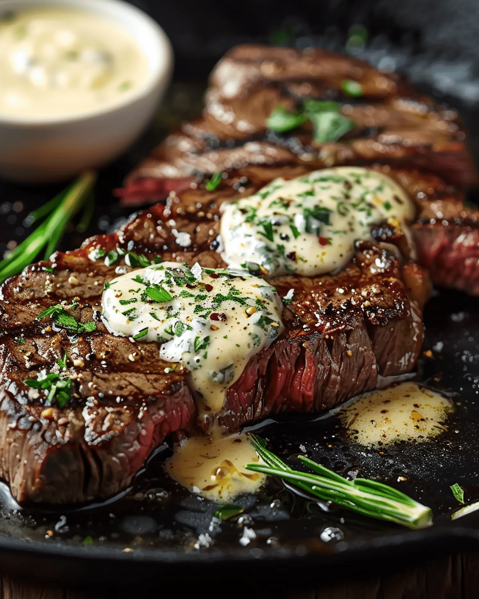 Garlic Butter Steak With Parmesan Cream Sauce