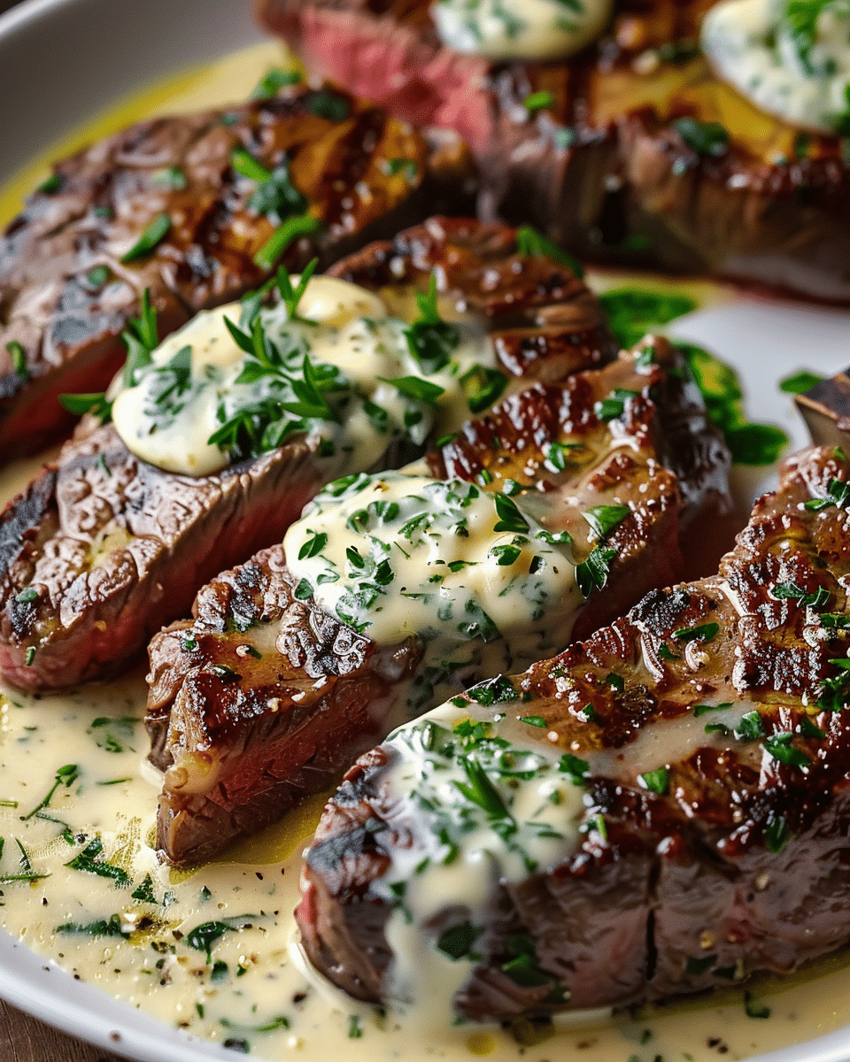 Garlic Butter Steak With Parmesan Cream Sauce