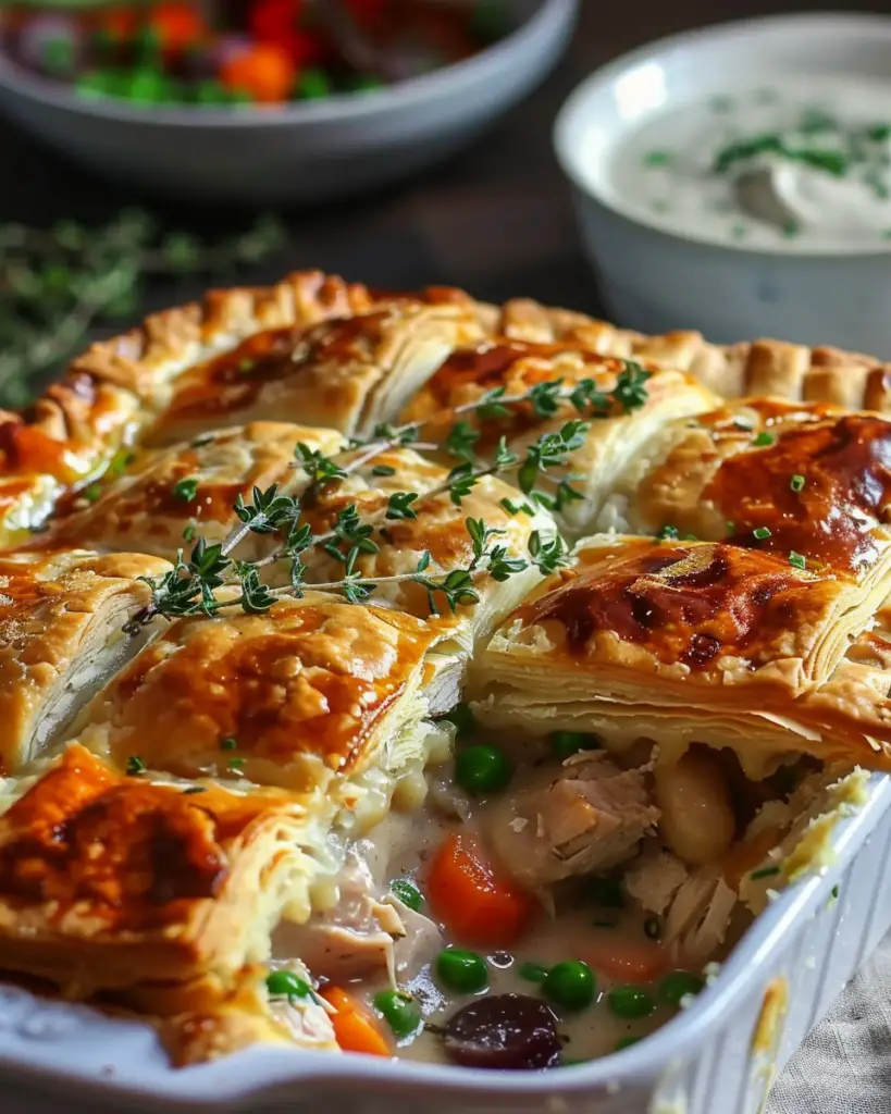 Savory Turkey Pot Pie Casserole Recipe Easy Puff Pastry Dinner
