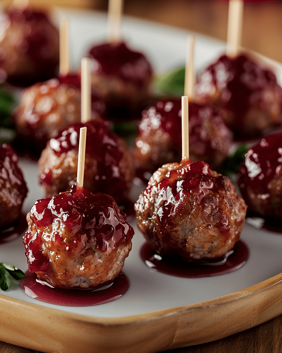 Holiday Spiced Grape Jelly Cocktail Meatballs