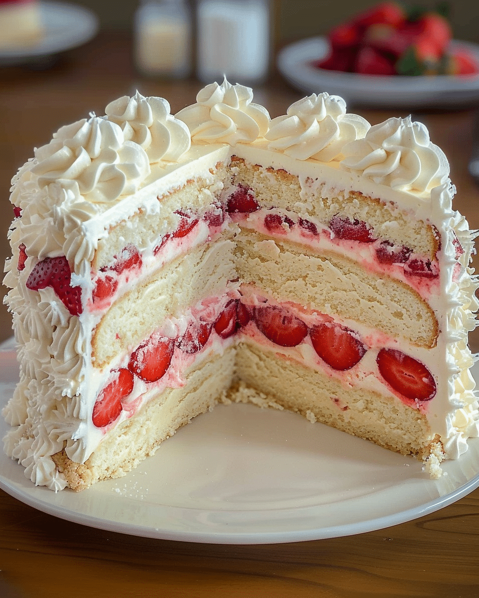 Strawberries and Cream Dream Layer Cheesecake Cake