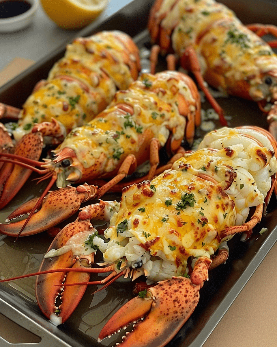 Cheesy Garlic Butter Lobster Tails