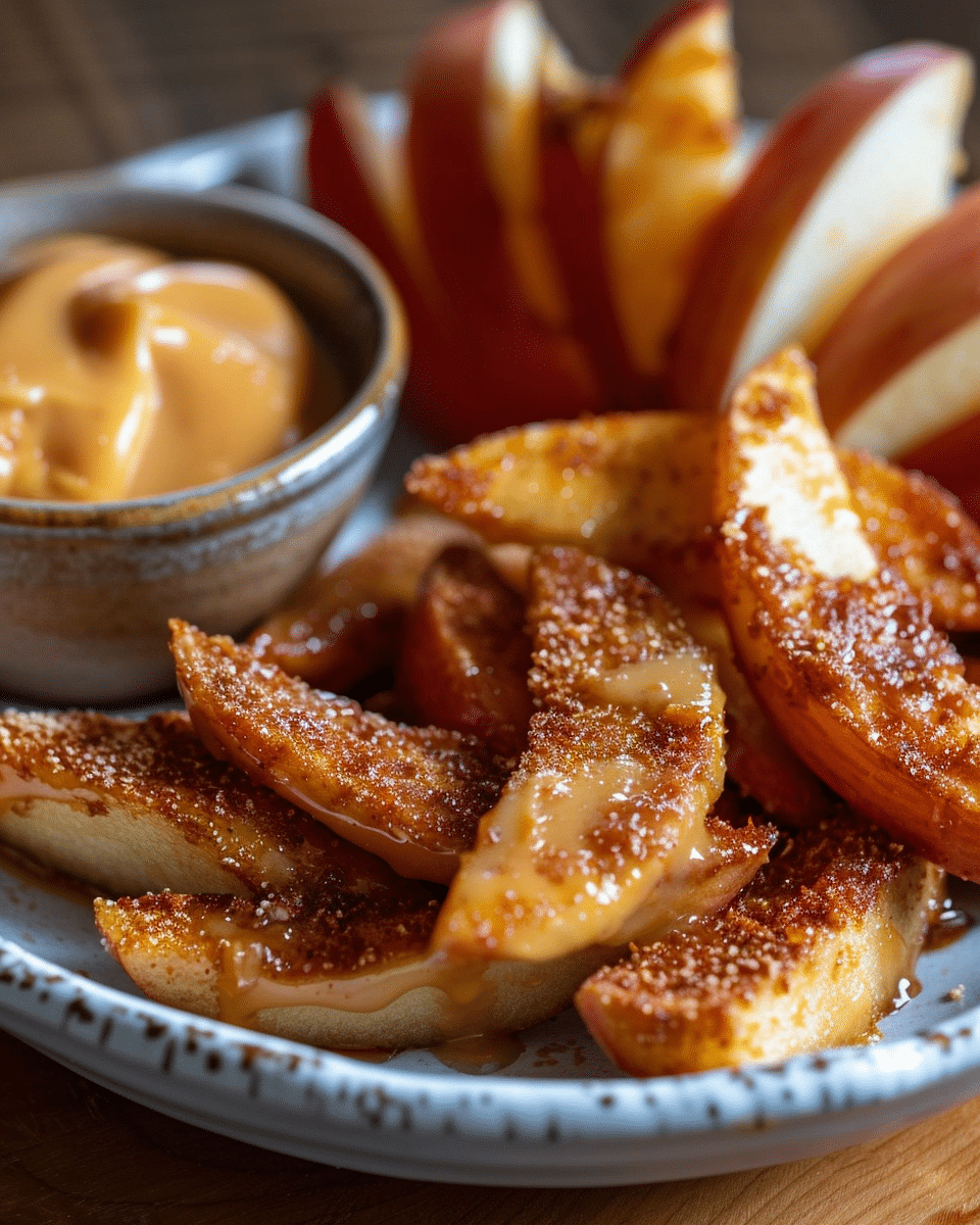 Air Fried Apple Wedges with Caramel Whipped Cream