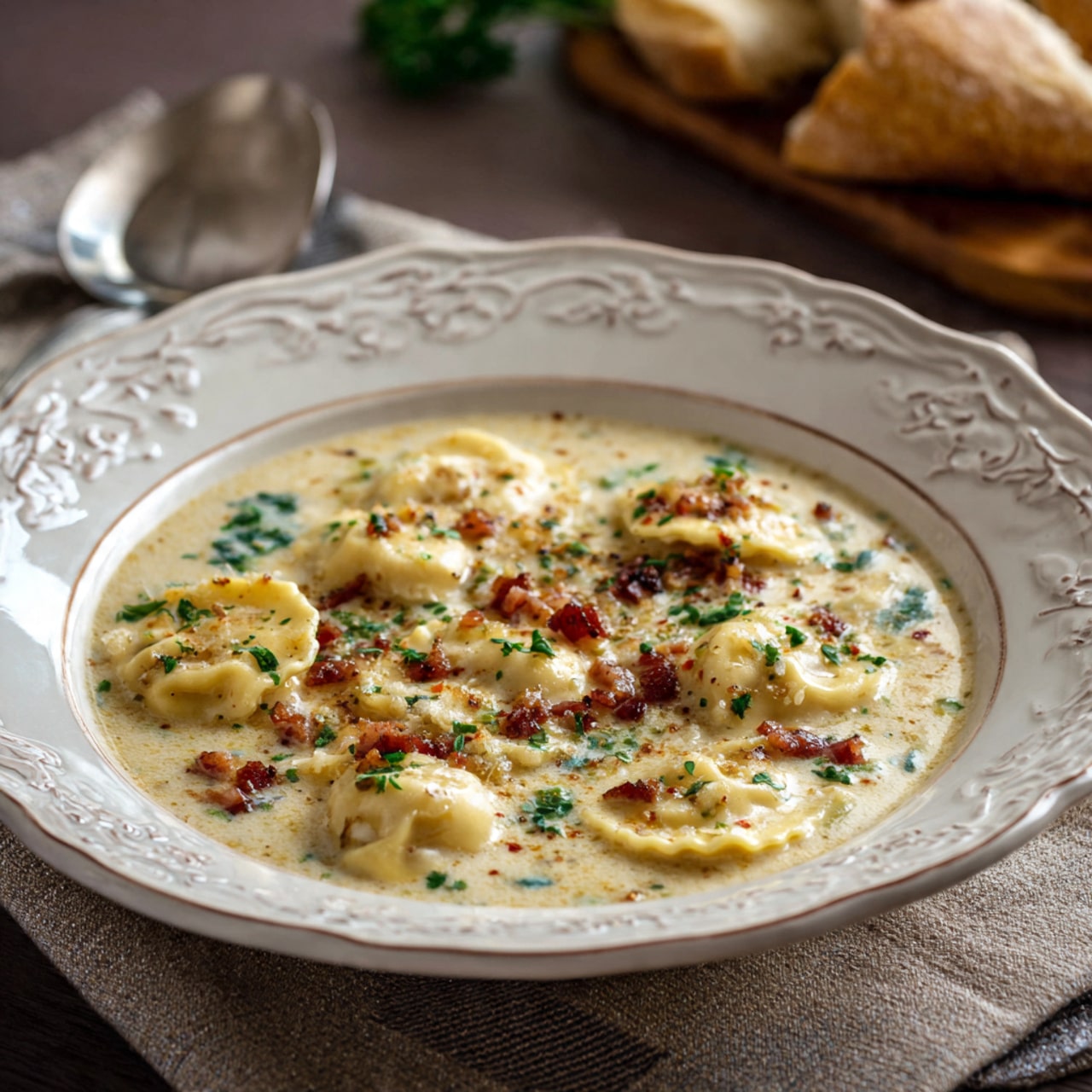 Creamy Tuscan Ravioli Soup: Comfort in Every Spoonful