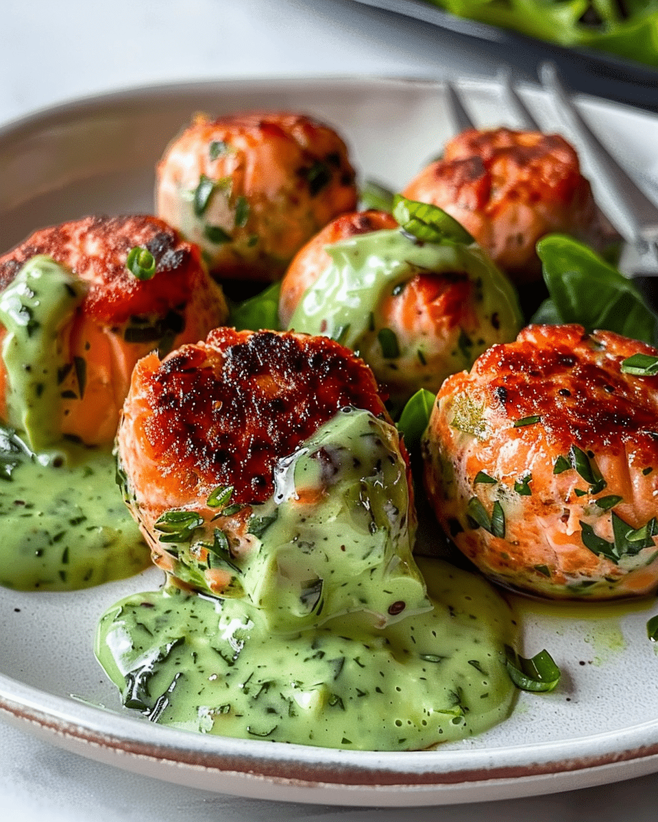 Salmon Balls with Creamy Avocado Sauce: Healthy Dinner Ideas