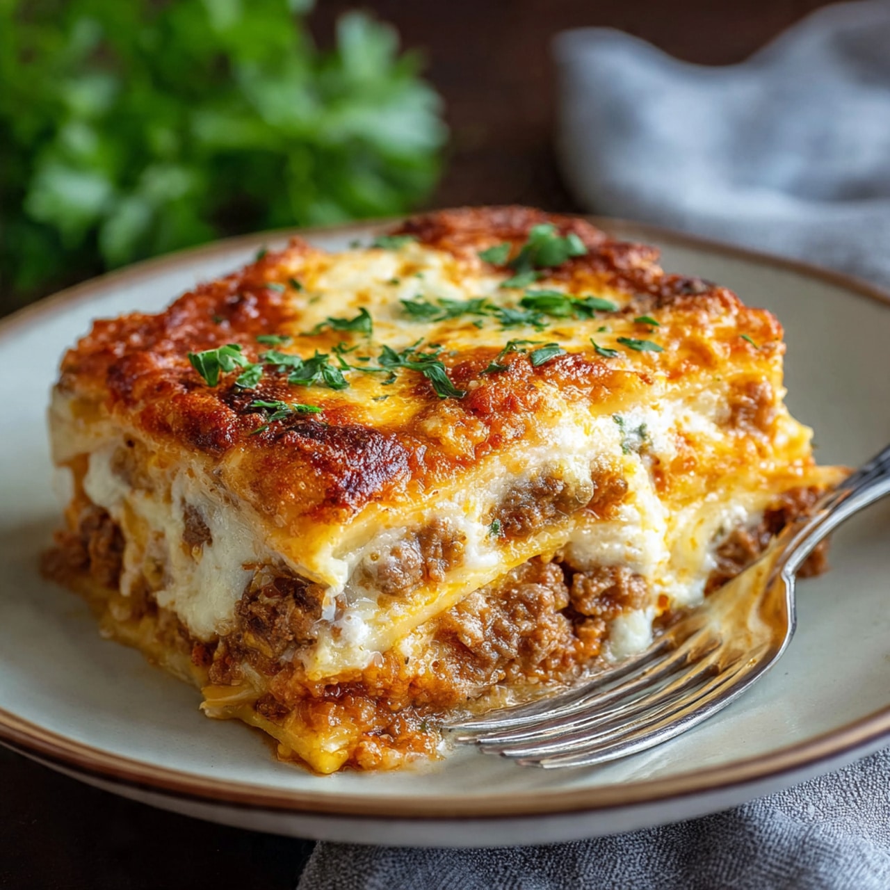 Irresistible Cheesy Layer Italian Potato And Meat Bake Delight