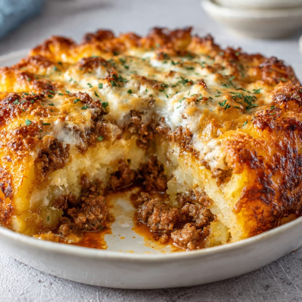 Irresistible Cheesy Layer Italian Potato And Meat Bake Delight