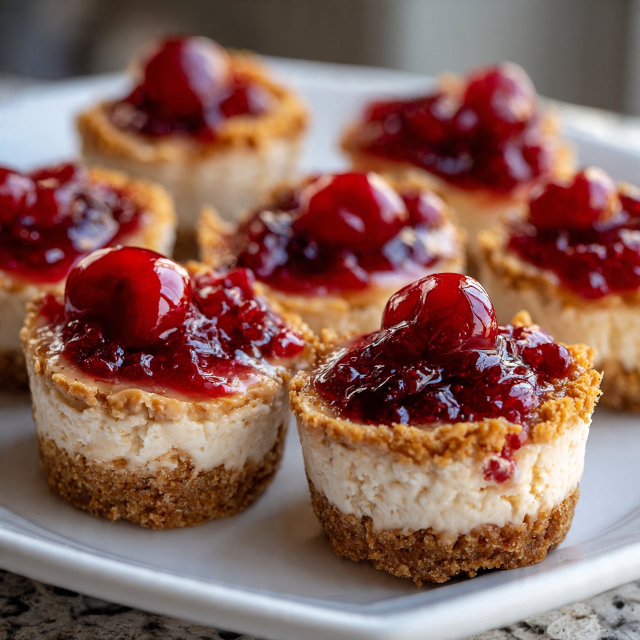 Mini Cherry Peanut Butter Cheesecakes | Easy Dessert Recipe