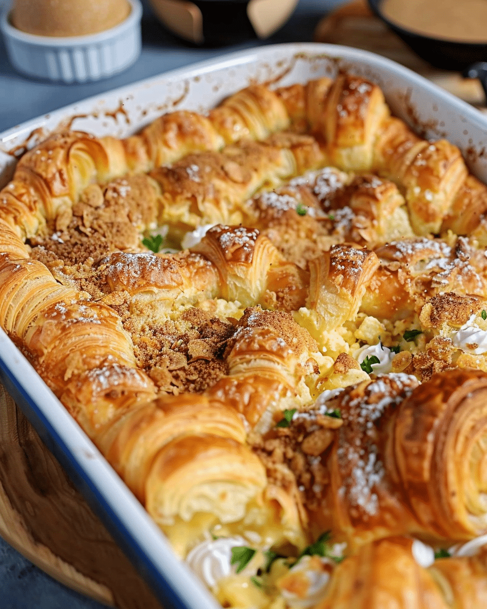 Eggnog Croissant French Toast Casserole