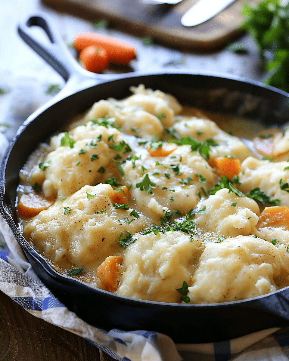 Budget-Friendly Chicken and Dumplings in a Cast Iron Skillet