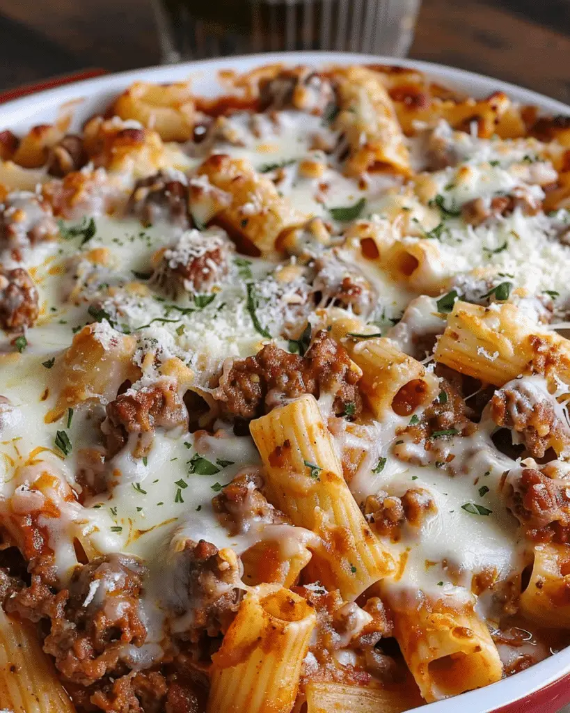 Cheesy Beef Rigatoni Bake