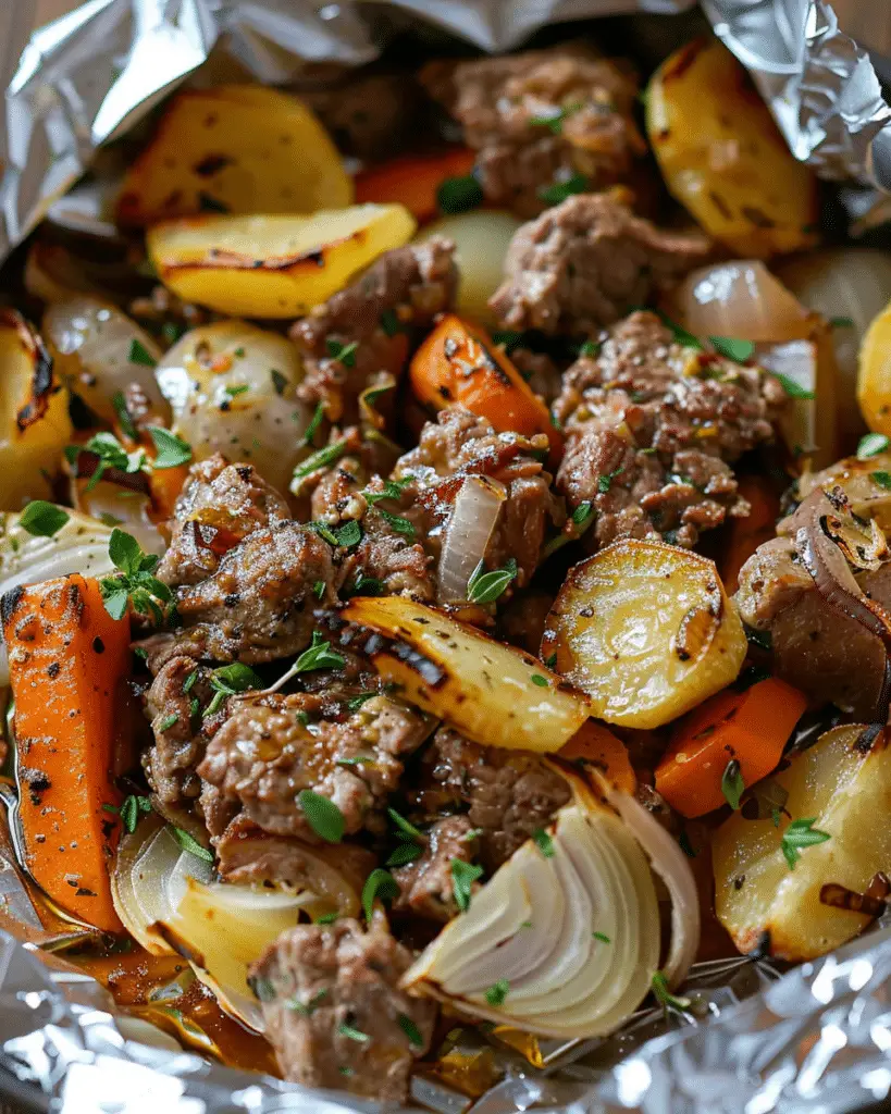Oven-Baked 5-Ingredient Beef & Onion Foil Packet Dinner