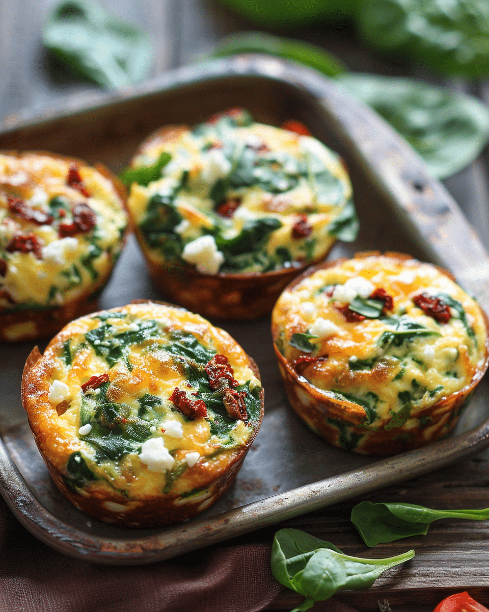 Spinach, Feta, and Sun-Dried Tomato Egg Muffins