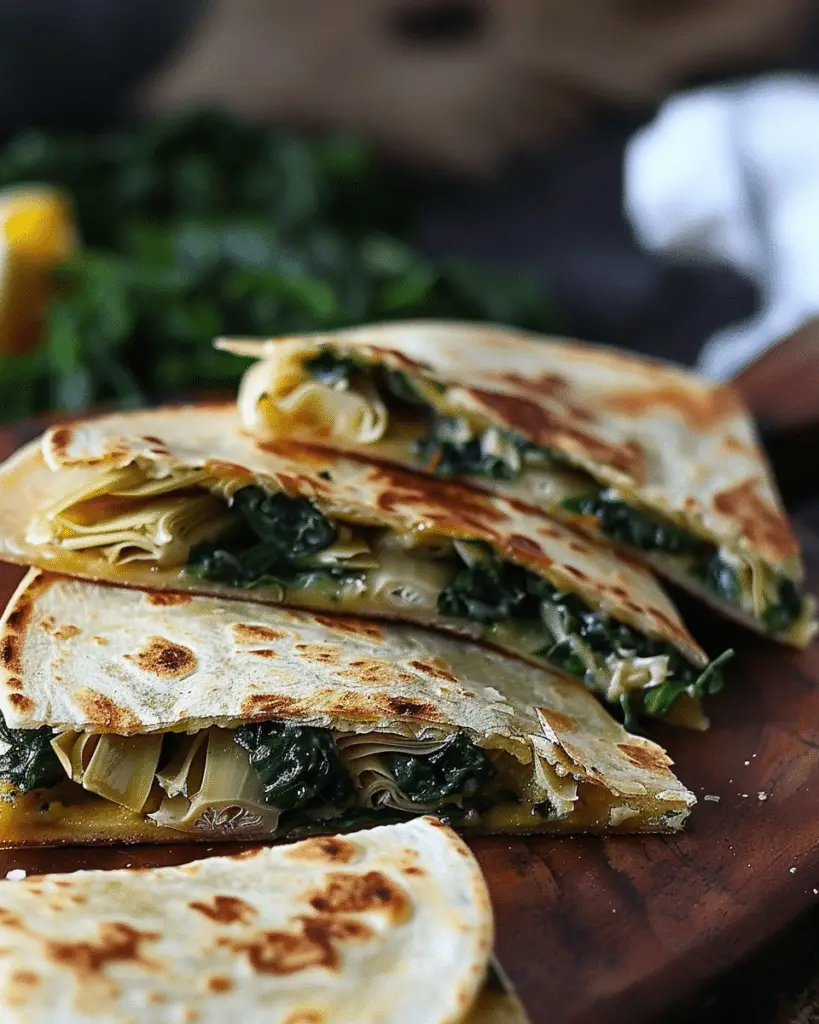 Savory Spinach Artichoke Quesadillas