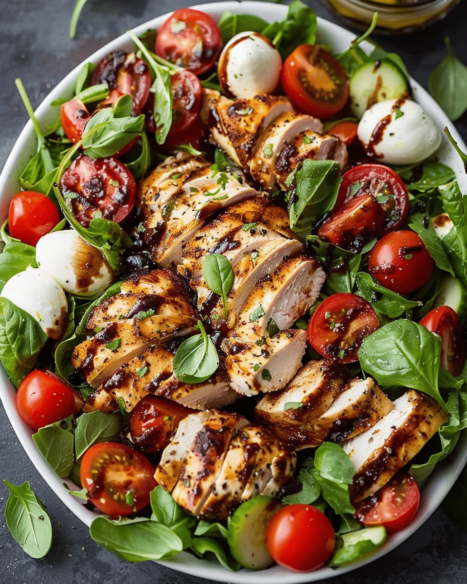 Baked Marinated Chicken Salad with Mozzarella and Balsamic Vinaigrette
