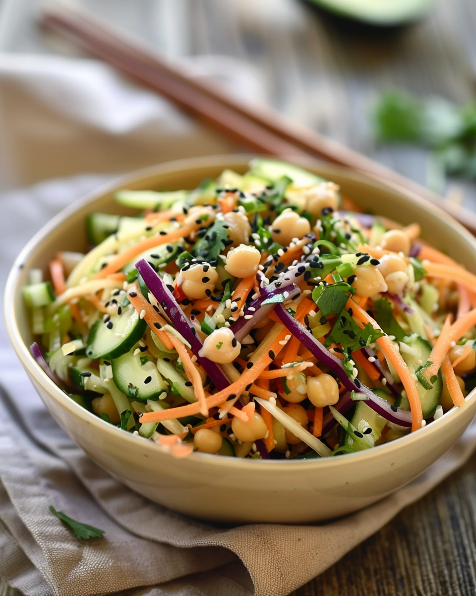 Asian Cucumber And Chickpea Slaw With Sesame Dressing