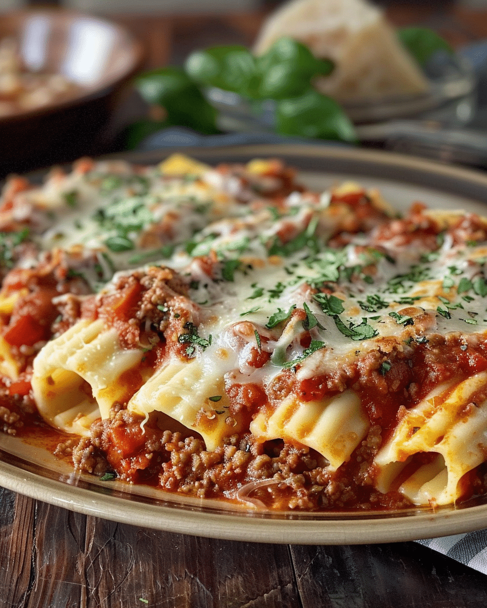 Comforting Stuffed Manicotti Recipe with Easy Meat Sauce