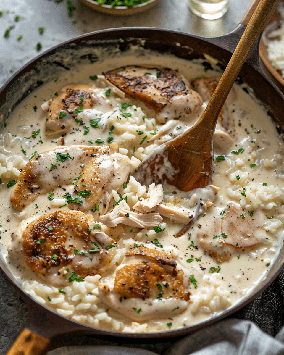 Creamy Smothered Chicken And Rice
