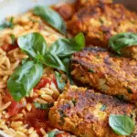 Creamy Tomato Orzo with Crispy Tofu Cutlets