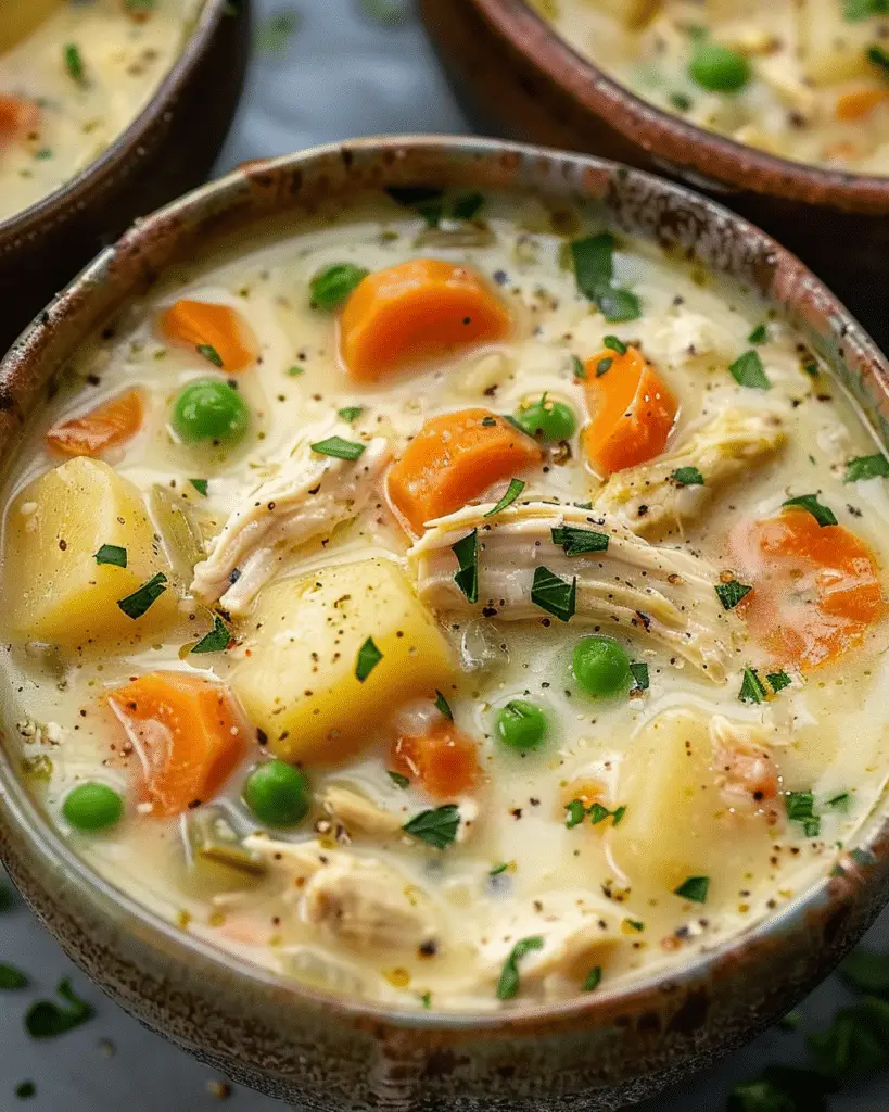 High Protein Chicken Pot Pie Soup