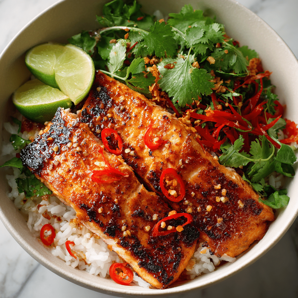 Healthy Sweet Chili Salmon Bowl Recipe