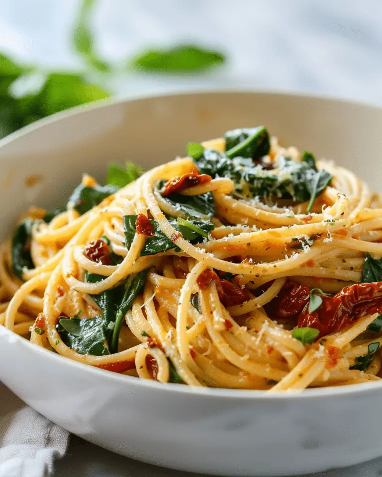 Creamy Sun-Dried Tomato Pasta With Spinach And Garlic